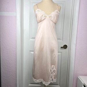 Henson Kickernick Vtg Pink Full slip Nightgown Size‎ 34 Made In USA Lingerie